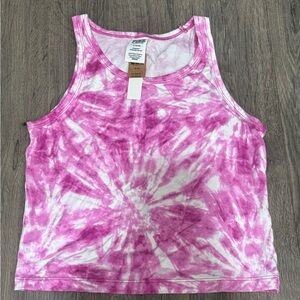 PINK Victoria's Secret Pink and White Cropped Tank Top - Super soft - M